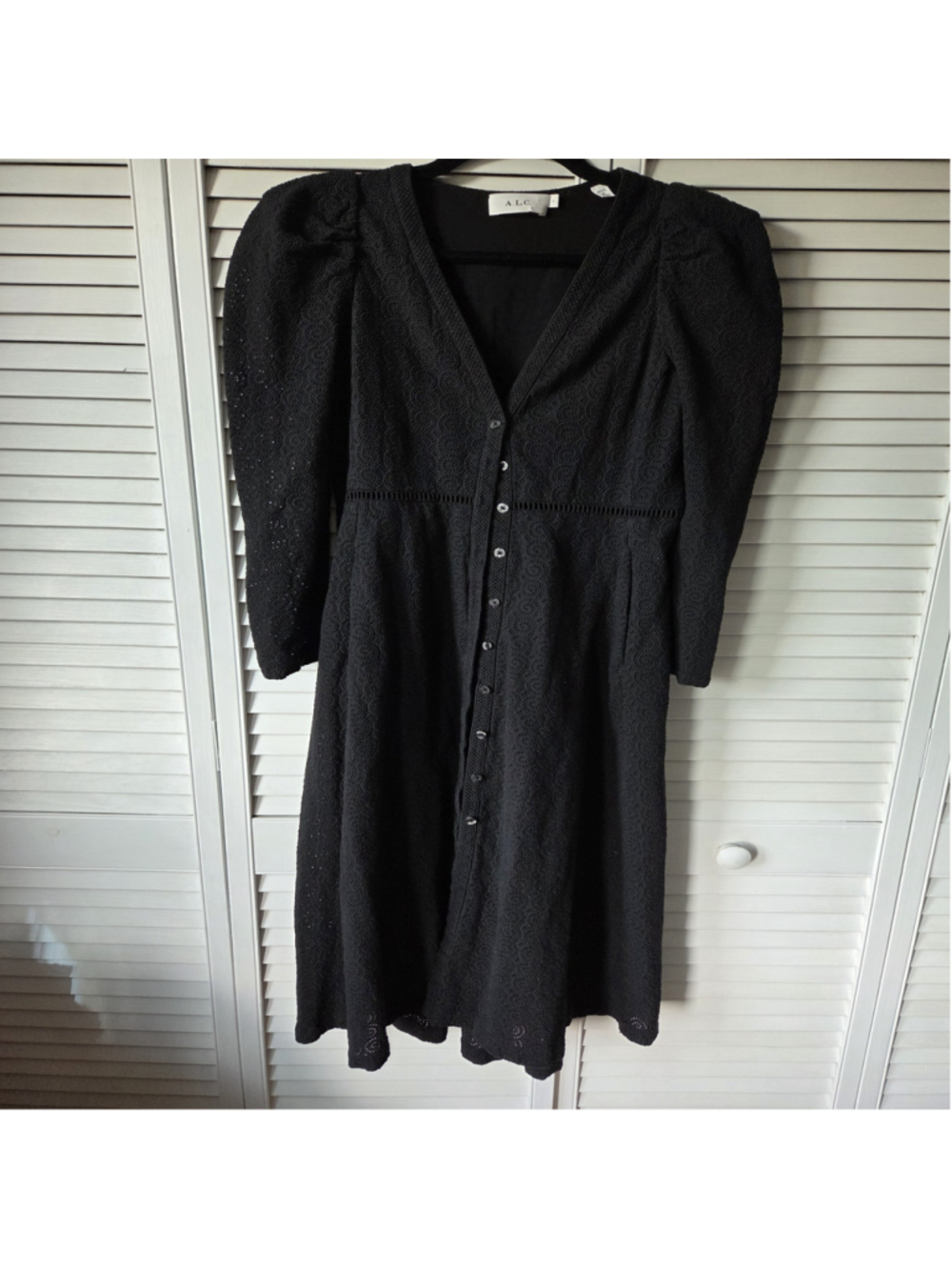 Women's A.L.C. Black Embroided design Long Sleeve Dress Size 6